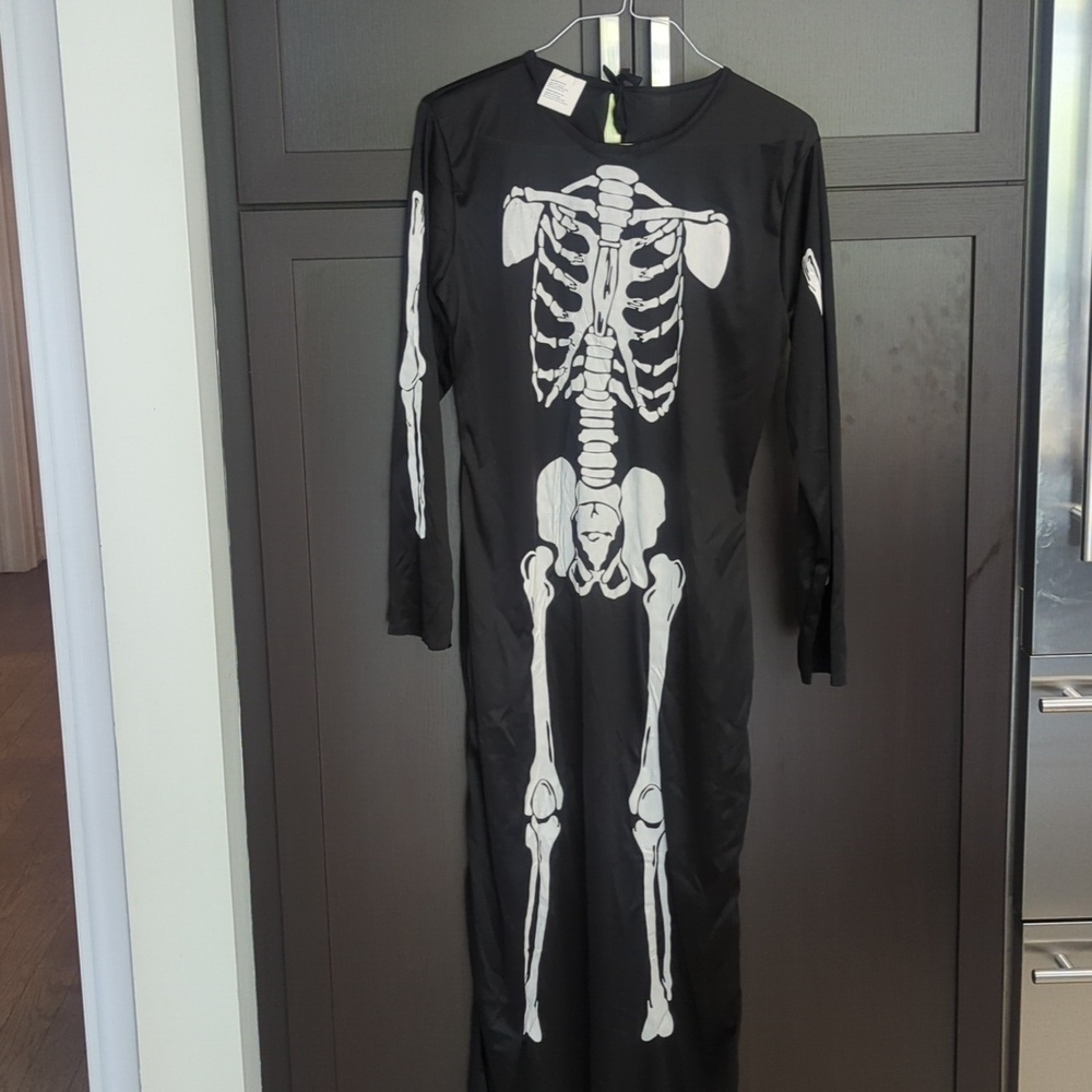 Unisex Black Skeleton Costume Dress - Mens Medium Women's Large